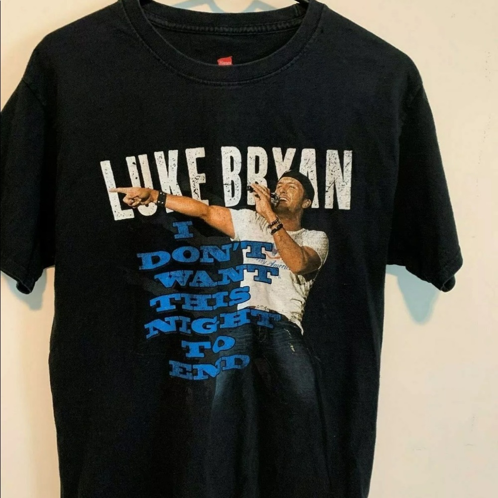 Luke Bryan Concert Tour t-shirt black Medium I Don't Want this night to end